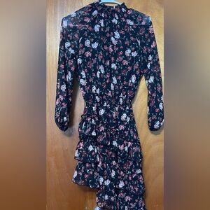 Asymmetrical Floral Mini Dress